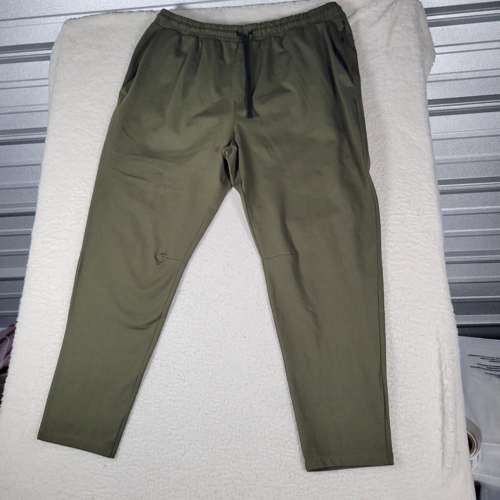 Old Navy Jogger Pants Mens 36 Olive Green Tapered Zipper Pockets Athleisure‎ - Picture 2 of 13